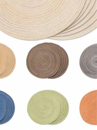 2 st/4 st/6 st 15-tums runda vävda bordsunderlägg, tvättbara halkfria värmebeständiga bordsunderlägg, lämpliga för hemmamåltider, dekoration, högtider och fester