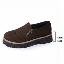 1 Pair Women's Solid Color Fashion PU Leather Platform Wedge Shoes, Suitable For Outdoor Wear All Seasons - Coffee - View 9
