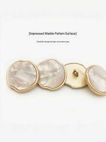 10pcs"Luxury Resin Metal Pearl-Like Coat Buttons - Front & Back Design Decorative Fasteners For Jackets, Blazers & Wool Coats" - Gold - View 3