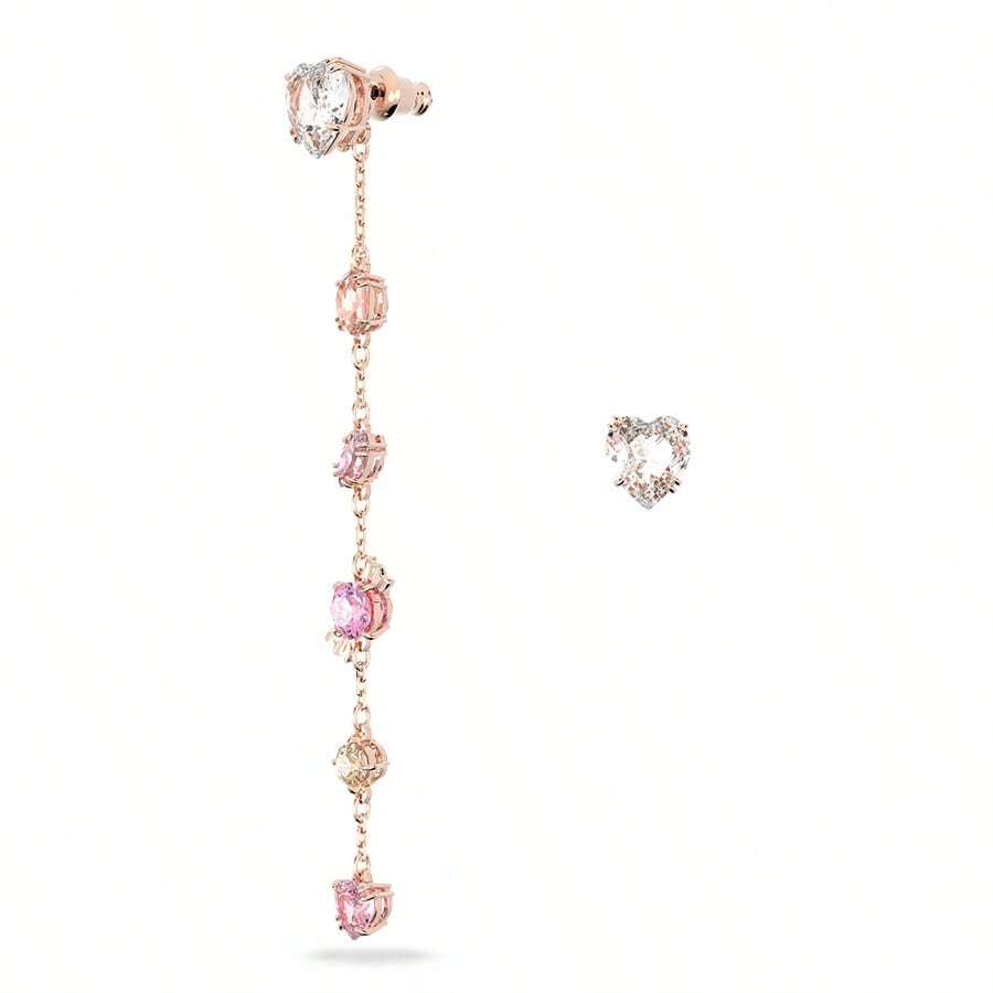 SWAROVSKI GEMA Romantic Sweet Candy Heart Earrings, Asymmetrical Earrings, Birthday Gift, Christmas Gift, For Mom, Lover, Wife, Or Yourself - Colorful - View 1