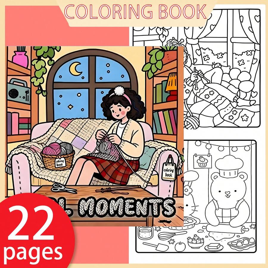 [NEW GIRL MOMENTS Coloring Book] 1pc Original Coloring Book , 22 Pages Single-Sided Printing, Clear Lines And Exquisite Patterns, Ideal For Relaxation | Perfect Gift For New Year, Valentine's Day, Christmas, Birthdays, School Holidays, Perfect For Adults & Teens & Child - Girl - View 1