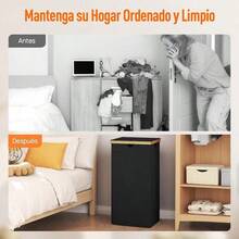 Cesto Para la Ropa con Tapa 100L Cesto Ropa Sucia con 1 Bolsa Extraible Cesto de Almacenamiento de Ropa para Lavar Y Guardar Ropa Adecuado para Baños Salas de Estar Dormitorios Lavaderos 1 PCS - Negro+1 PCS - Ver 3