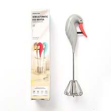 Batidor de Huevos Semiautomático Manual Prensa Rotativa de Acero Inoxidable para Cocina Hogar Batidor de Huevos de Mano - Embalaje en caja de color azul claro - Ver 7
