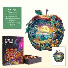 1pc Apple Owl Wooden Puzzle, Asymmetrical Animal Shaped Wooden Jigsaw Puzzle Toy, Unique Party Game Gift, Decorative Art Painting, Tabletop Magic Puzzle, Creative Children's Educational Puzzle, Holiday Gift, Adult Wooden Puzzle, New Year Gift, Back To School Gift, Birthday Gift (2D Puzzle) - Multicolor - View 1
