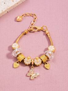 Ett enkelt och trendigt armband med fjärilsblommor, gör-det-själv-armband för kvinnor, daglig dejtingserie - Fjäril - Visa 4