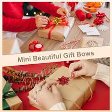 100pcs Mixed Mini Christmas Bows - 1 Inch Self-Adhesive Gift Ribbon, Suitable For Holidays, Parties, Weddings And More - Durable Plastic Star Bows For Holiday Decorations - Multicolor - View 6