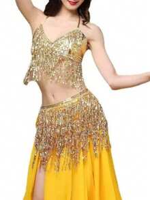 Sequin Fringe Skirt Women Sexy Belly Skirts Adjustable Waist Straps Hip Scarf Wrap Skirt Carnival Rave Dance Performance Costume Halloween - Multicolor - View 4