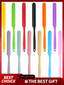 Silicone Spatula, Heat-Resistant Cake Cream Peanut Butter Scraper, Batter Mixing Scraper, Non-Stick Bread Scraper, Rubber Kitchen Mixing Bowl Scraper, Long Handle - Multicolor - View 8