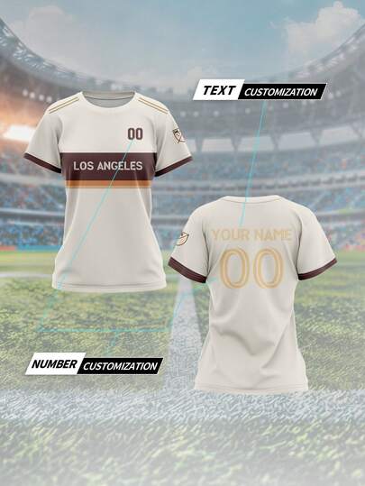 Customized Los Angeles Football Club 2026 Women's V-Neck Sports Team Club Training Jersey, Personalized With Name And Number On Front And Back, Suitable For Campus Matches, Team Uniforms, Casual, Parties, Comfortable Fit, Suitable For Leisure Sports, Training, Spring/Summer/Autumn, Fashionable, Minimalist, Personalized