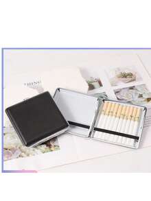 1pc Lucky Paulownia Leaf Cigarette Case, Vintage Carved Creative Flip-Top Metal Cigarette Box, Victorian Style Metal Cigarette Holder, Business Cigarette Case Gift For Men - Silver - View 8