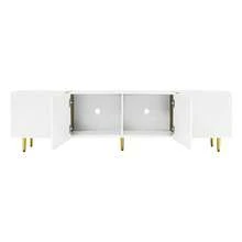 High-Gloss TV Cabinet With Four Doors, Modern And Simple, In White - White - View 8