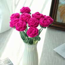 1/3/6/10 unidades de rosas de crochê feitas à mão, flores decorativas, flores artificiais, flores de lã. Decoração para casa, sala de jantar, sala de estar, quarto, casamento, festa. Buquê DIY ideal para presentear, presente para mães, presente para professoras, presente criativo. Adequado para decoração de primavera/verão, Ano Novo, Dia dos Namorados, aniversário, Páscoa ou como presente. - Rosa Quente - Ver 4