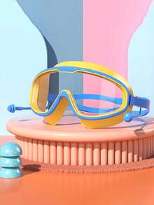 1pc 3-10 Years Old Children Anti-Fog HD Large Frame Swimming Goggles, Waterproof Anti-Fog Transparent And Comfortable Won't Strangle Eyes Swimming Goggles, Silicone Earplugs One-Piece Goggles, Suitable For Children's Swimming And Diving Use - Multicolor - View 5