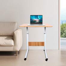 Tavolo da computer con ruote - Colore legno bianco e naturale - Visualizzare 7