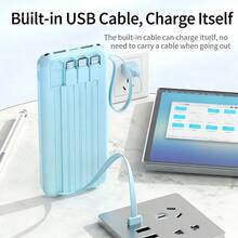 10000mAh，20W快充，便携式大容量电源，户外移动应急电源设备，配备苹果/Type-C/USB数据线充电，智能数字显示屏和手电筒，稳定锂电池组。是馈赠亲友的理想之选。适合冬季假期户外旅行/露营，也是送给家人、朋友的应急备用移动电源礼物，生日礼物，户外露营礼物，生日移动电源，便携式充电器，电量显示 - 黑色 - 查看 5