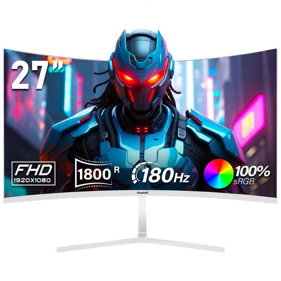 GAWFOLK 27" 1K 180Hz 1800R Curved Gaming Monitor – Your Ultimate High-Speed Command Center. Experience Flawlessly Fluid And Responsive Gameplay For The PC Gamer, Smooth Movie Playback, And An Immersive Workspace. Connects Seamlessly As An Extended Display For Your Tablet, Offering Far More Than A Portable Monitor. The Premium Electronics Christmas Gift For Competitive Gamers And Performance Seekers. - 美規A型插(110-127V) - 查看 1