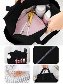 Túi giữ nhiệt in hình bốn món tráng miệng, túi đựng cơm trưa cách nhiệt, với họa tiết trái tim màu hồng và họa tiết "kem, cà phê và bánh ngọt", đi kèm với túi đựng dao nĩa màu đen, một túi đựng cơm trưa hai ngăn. - Nhiều màu - Xem 6