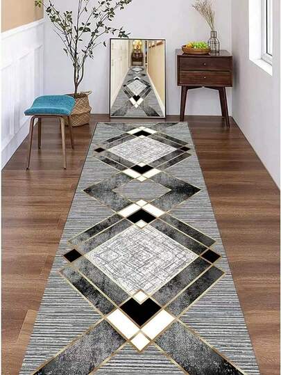 1 Stück geometrisches Muster Läufer Teppich, Diamant Teppich, Läufer Teppich, Bereich Kleiner Teppich, Matte, Heimdekoration, Bereichsteppich, Wohnzimmer Bereichsteppich, Wohnzimmer Heimdekoration, Raumdekoration, Waschbarer Teppich