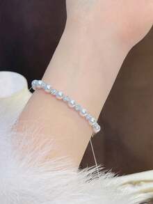 BALMORA Exquisite & Luxurious S925 Sterling Silver Pearl Bracelet, Gift For Girlfriend - Silver - View 2