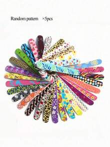 2pcs/Set Double-Sided Printed Nail File, EVA Sandpaper Nail Grinder With Random Pattern, Nail Care & Manicure Tool For Women