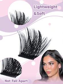 168PCS C Curl 9-16 MM  Natural Lash Clusters Wispy Eyelash Clusters Cluster Eyelash Extensions Natural Lash Extension Soft Comfortable Cluster Lashes For Everyday Wear - màu đen - Xem 2