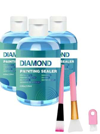 Diamond Painting Sealer Kits 120ML With 3 Pcs Brushes,Diamond Art Sealer Puzzle Glue Diamond Painting Accessories And Tools For Adults (4OZ)