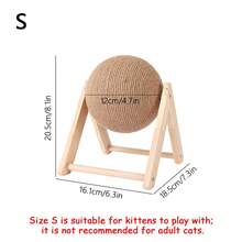 1 件猫抓板玩具，天然剑麻绳猫抓球，旋转猫抓板玩具，适合猫和兔子，室内互动木制宠物玩具 - 杏色 - 查看 10