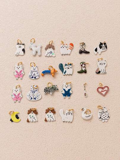 1pc Cute Sweet Fashion Cartoon Series Cute Cat Grey Dog Boots Swan Zebra Habadog Moon DIY Pendant, 18K Gold Plated, DIY Jewelry Accessories, Necklace Accessories, Bracelet Accessories, Earring Accessories, Keychain Accessories, Bag Accessories, Women's Jewelry Accessories, Wallet Accessories, Bracelet Pendant, Small Pendant, Gift.