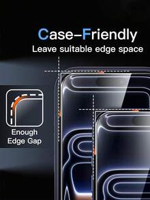 2pcs Tempered Glass Screen Protector, Compatible With Apple 15/15 Pro Max/15 Pro/15 Plus/14 Pro Max/14/14 Pro/14 Plus/16 Pro Max/16/16 Plus/16 Pro/17/17 Pro Max/17 Pro, Anti-Scratch, Anti-Fingerprint, Bubble-Free, 99.99% Ultra-Clear - Clear - View 7