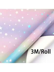 3M/卷，全息生日包装纸卷套装，炫彩闪亮彩虹箔纸礼品包装纸，带圆点、星星、彩纸屑和“生日快乐”字样，3卷装，17英寸 x 118英寸 - 彩色 - 查看 11