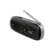 PHILIPS Đài FM di động TAR2808, cửa sổ dò đài analog cổ điển, núm điều chỉnh âm lượng lớn, chạy bằng pin, loa di động dùng trong nhà và ngoài trời, màu đen. - màu đen - Xem 7