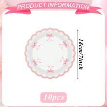 10/20/80 pièces Fournitures de fête avec nœud rose, Décorations de fête avec nœud rose, Assiettes de fête élégantes, Assiettes de dîner d'anniversaire avec nœud, Décoration avec nœud ondulé, Vaisselle jetable pour enterrement de vie de jeune fille, Décorations pour shower de mariage, Anniversaire, Mariage, Décoration pour thé, Comprend des assiettes en papier de 7/9 pouces, Serviettes avec nœud ondulé, Gobelets en papier, Pour 20 personnes