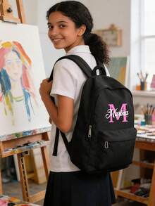 Personalised Girls Backpack Custom Name And Initial Backpack To School Girls&Boys,Personalised Gifts For Back To School,Large Capacity Backpack,Customized Name Backpack, Large Capacity Laptop Backpack,Back To School Classical Casual Day Pack College Backpack Lightweight School Book Bag For Girls Boys,Girls Backpack Book Bag For Middle School Teens Backpack,Anti Theft Laptop Backpack Travel Day Pack School Bags Gifts - Multicolor - View 3