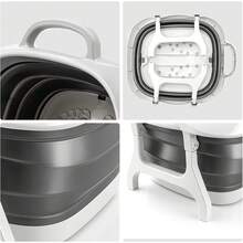 Foldable Foot Soak Tub With Textured Bottom, Portable Foot Washing Basin For Home Use And Travel - Grey - View 4