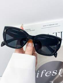 New Fashionable Retro Large Frame Cat Eye Minimalist Personalized Unisex Fashion Glasses, Suitable For Daily Wear, Street Photography, Runway, Vacation, Beach, Party And Other Occasions - Multicolor - View 6