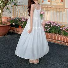 Robe de femme style bohème à bretelles fines blanches, parfaite pour les voyages, la plage et les vacances - Blanc - Voir 3