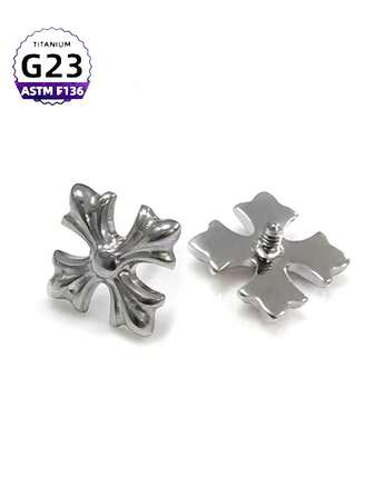 1 pieza Pendientes de estrella de cruz de titanio F136 de estilo simple, pendientes exquisitos de aleación de titanio G23 para perforación corporal humana
