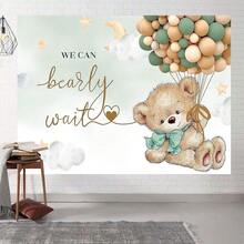 Bear Themed We Can Bearly Wait Green Golden Balloons Teddy Bear Tapestry Wall Hanging, Happy Birthday Wall Tapestry For Bedroom Living Room Dorm, Birthday Wall Hanging Decor For Home, Easy To Hang, Easy Care & Wrinkle-Resistant, Happy Birthday Tapestry Wall Decor Wall Art, Birthday Wall Tapestry Decor For Home, Easy To Hang, Easy Care & Wrinkle-Resistant, Birthday Holiday Party Wall Decor, Birthday Wall Art For Living Room Home Decor, Birthday Decoration, Birthday Gifts - 彩色 - 查看 3