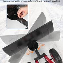 Heavy Duty Metal Snow Shovel With Wheels – 7-Position Angled & Height Adjustable Ergonomic Handle – Rolling Snow Pusher For Driveway, Sidewalk, Doorway, Pavement – Efficient Snow Removal Tool - 29W X 16.5H Red and Black - View 7