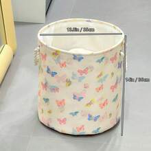 OYHOMO Collapsible Laundry Basket Girls Nursery Clothes Hamper Blanket Basket Butterfly Decor Toys Storage Basket Bin Thicken Canvas Home Organizer For Bedroom, Bathroom, Living Room - Multicolor - View 3