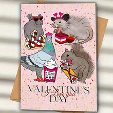 情人节快乐！趣味情人节贺卡，老鼠图案，情人节礼物，送给妻子/丈夫/男友/女友，高品质贺卡，带信封（12x17厘米）/（4.72x6.7英寸） - 彩色 - 查看 12