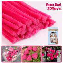 100/200pcs Bulk DIY Chenille Stem/Pipe Cleaner, Comes With Tutorial Video, 62 Colors Fluffy Chenille Craft Supplies For Handmade, Crafts, Art Decoration, Pom Poms