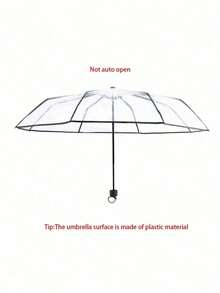 1pc Transparent Folding Umbrella, Automatic Open/Close Compact Umbrella, Sturdy Plastic Rain Umbrella For Students - Multicolor - View 6