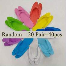 5只/3只/1只装一次性泡沫修脚拖鞋 - 无香型通用人字拖，适用于足部护理、美甲沙龙、水疗中心、淋浴间和海滩 - 彩色 - 查看 4