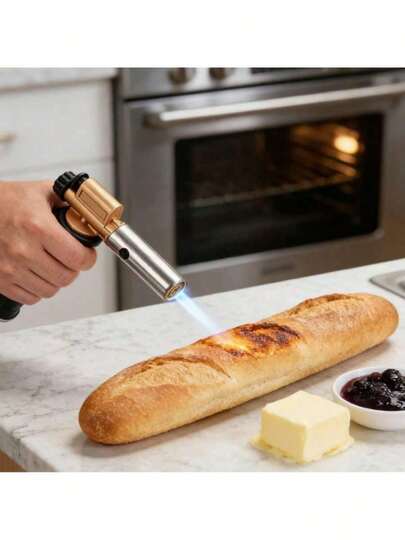 4 Options 1300°C High Temperature Cooking Torch, Household Gas Flame Gun For Baking, Grilling, Searing (Steak Caramel Pudding Ingredients Singed)
