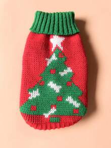 1pc Dog/Cat Knitted Sweater, Thick Autumn/Winter Pet Clothes For Puppy - Green - View 4