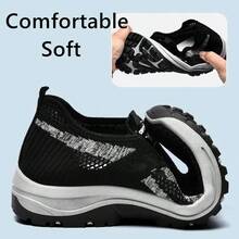 Summer Outdoor Breathable Elderly Walking Shoes, Men's Breathable Casual Mesh Loafers, Lightweight Slip - On Walking Shoes Black, - inicial - Ver 4