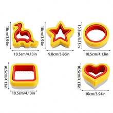 1pc/5pcs Stainless Steel Geometric Sandwich Cutter & Sealer Set, Cute Star, Heart, Dinosaur, Square, Round Cookie Mold, Bento Box Shaper - Multicolor - View 2