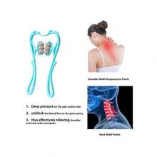 1个6滚轮颈部按摩器，符合人体工学设计 – TPR+PP材质，蓝/粉色可选，居家放松、缓解压力、情人节礼物皆宜 - 彩色 - 查看 13