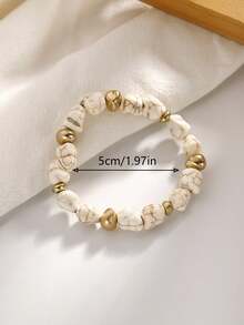 1pc Handmade Bohemian Turquoise Beaded Bracelet, Unique Design, & Versatile - Beige - View 4